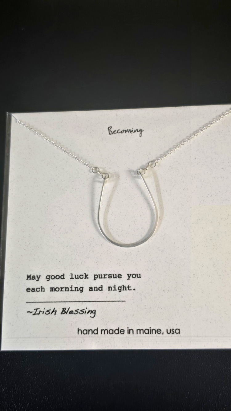 Becoming Jewelry Sterling Silver Horseshoe Necklace Irish Blessing Gift Box New